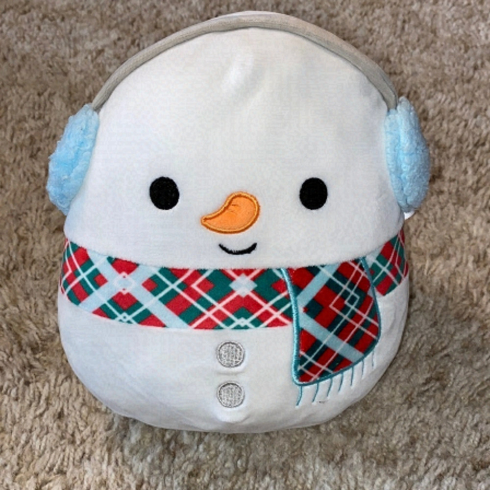 SQUISHMALLOWS Official 2021 Christmas Manny the Snowman Plush Doll Toy, 9”
